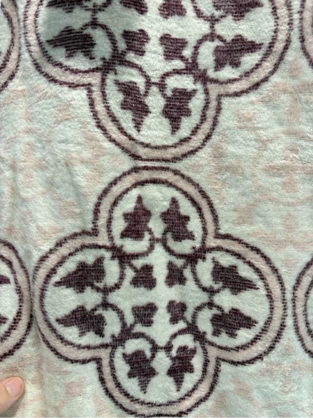 NEW Docofil Reversible Pink and Cream Soft Blanket- medallion floral pattern